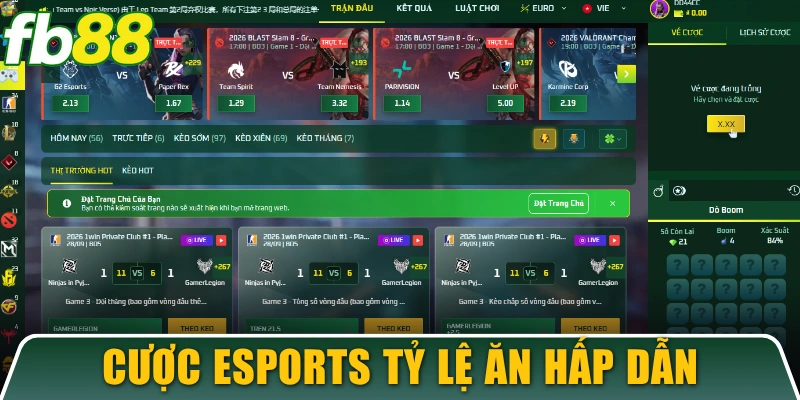 FB88 6 Cá cược Esports với tỷ lệ ăn hấp dẫn nhất
