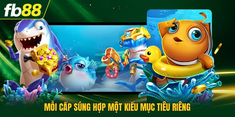 Mẹo Chơi Bắn Cá Chọn Ba Mức Vũ Khí Phù Hợp Cho Mục Tiêu 2 Mỗi cấp súng hợp một kiểu mục tiêu riêng